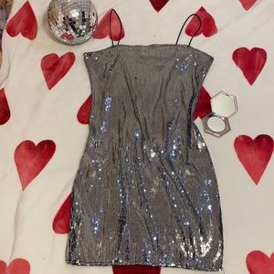 Sequin silver dress